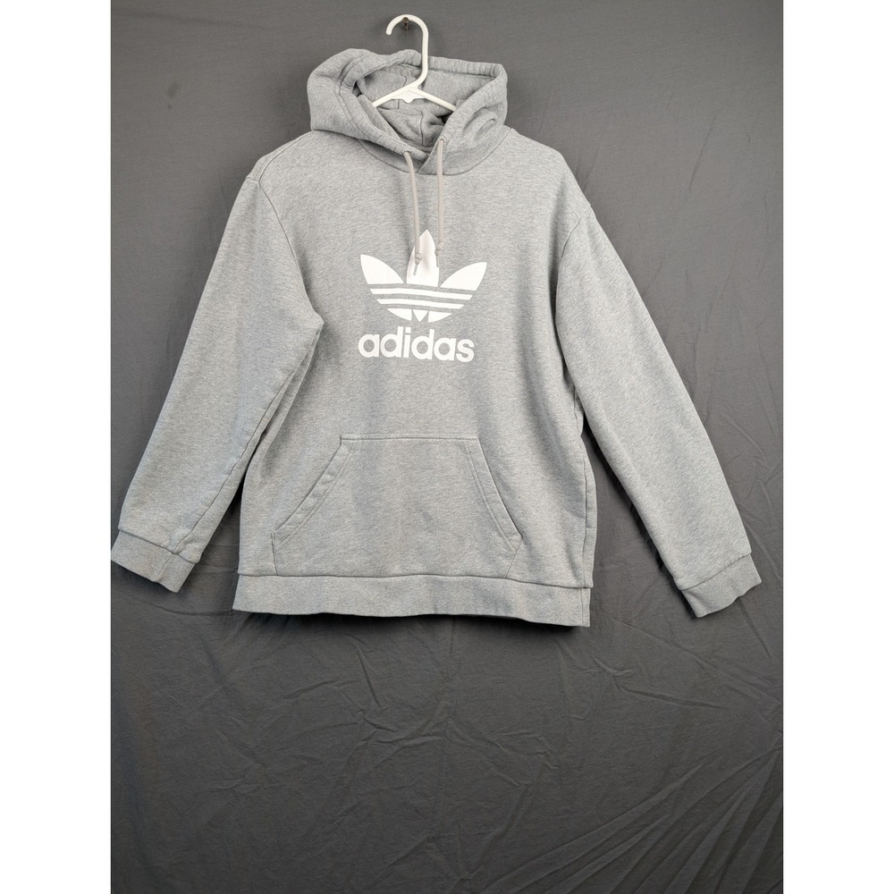 Adidas Originals Trefoil Hoodie Mens Large Gray Pullover Sweatshirt